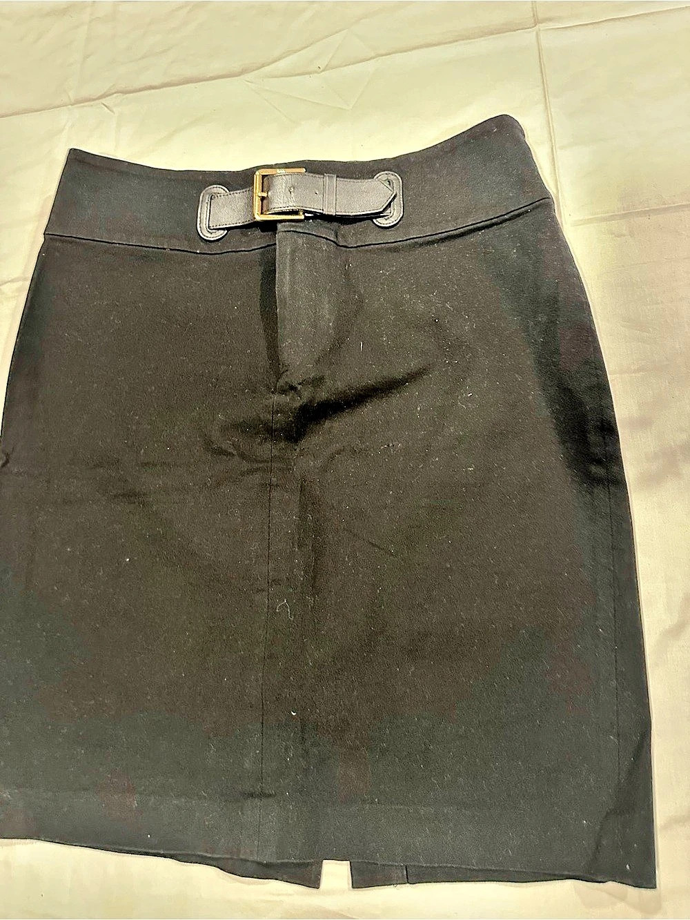 Lauren Ralph Lauren Black Belted Midi Skirt Size 8